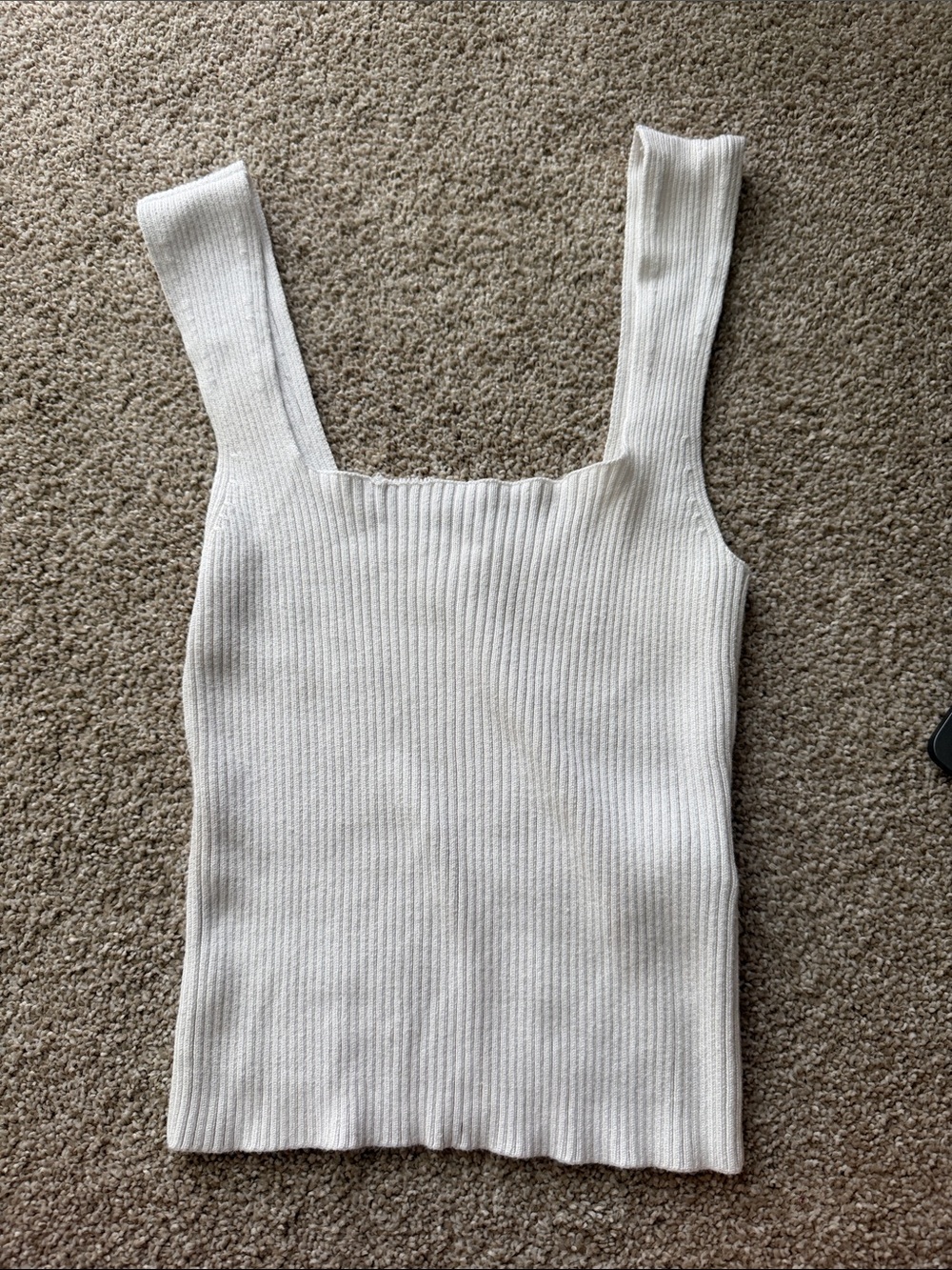 Abercrombie and Fitch Ribbed Square Neck Tank Top — white/ Size small